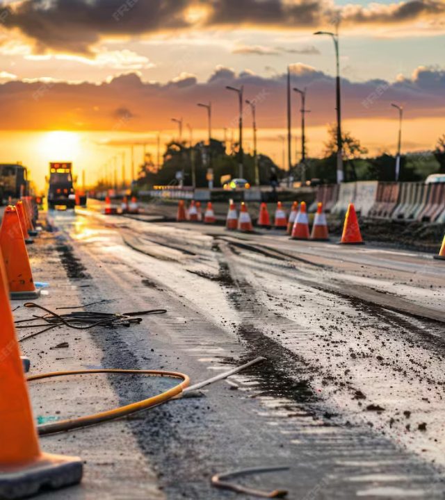 roadway construction with orange cones barriers 997534 23659 (1)
